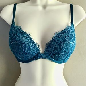 🦚 GORGEOUS PEACOCK BLUE | Victoria’s Secret Dream Angels Push Up Bra 34C NWOT!